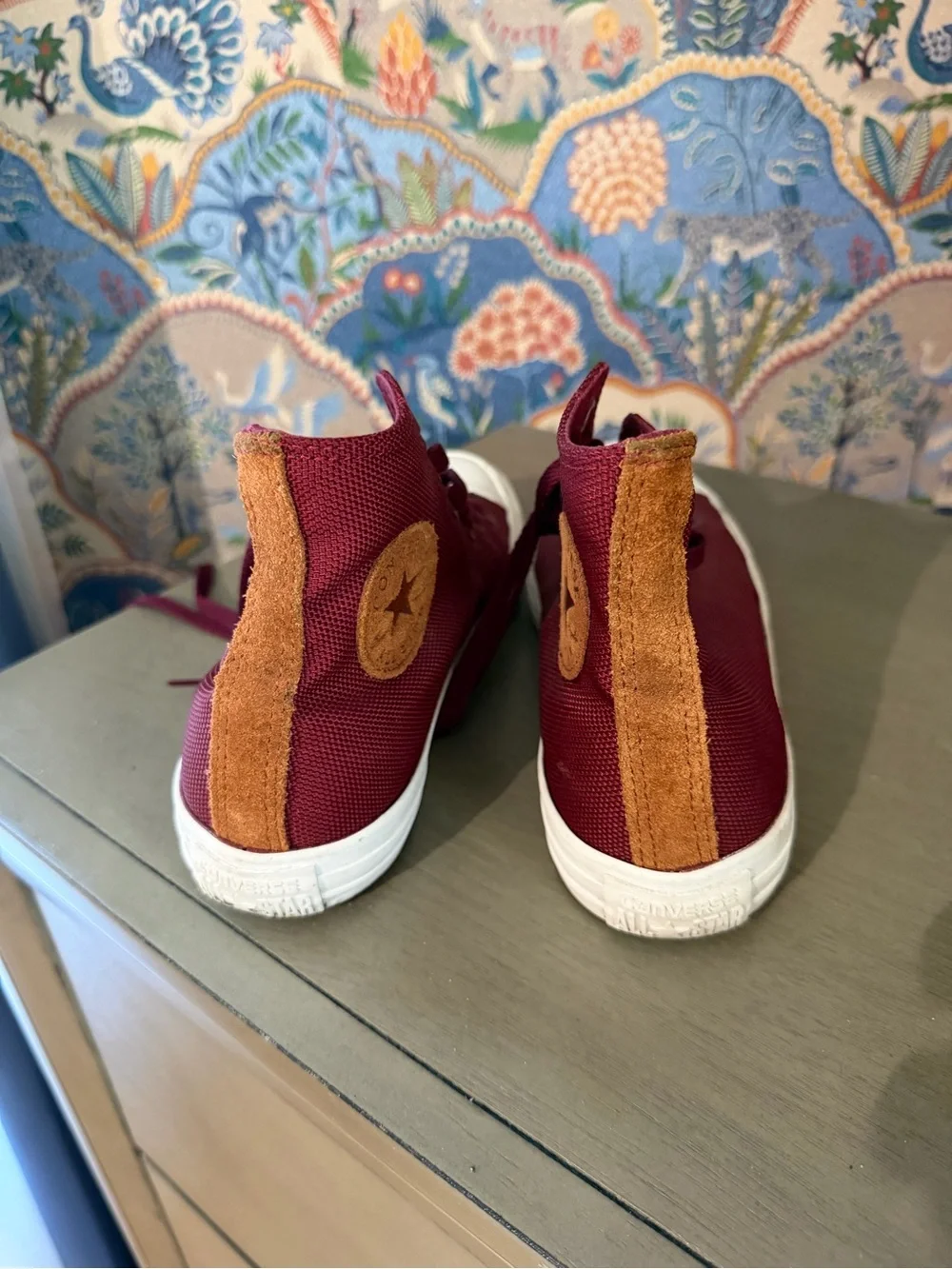 Converse High Top Sneakers in Wine Red and White - Picture 4 of 5